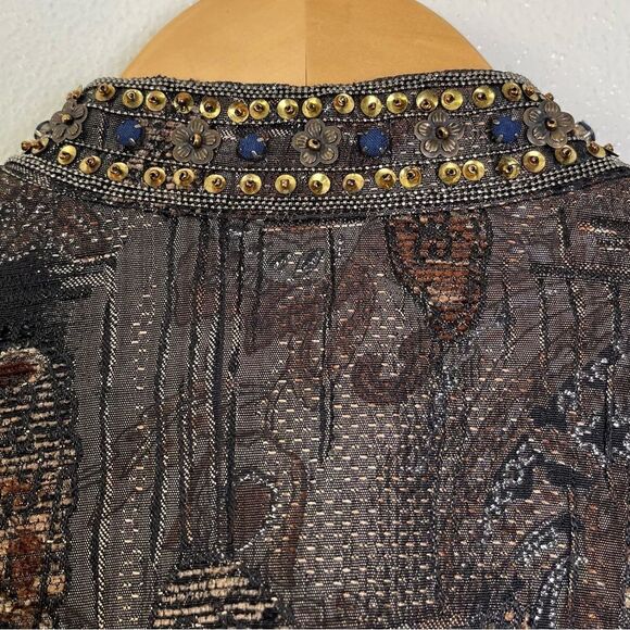 Chico’s Stunning Jewel Shireen Jacket 7/8 Sleeve Bejeweled Shimmery 1 Medium / 8 - Picture 7 of 10
